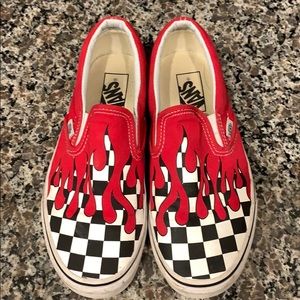 checkered red drip vans
